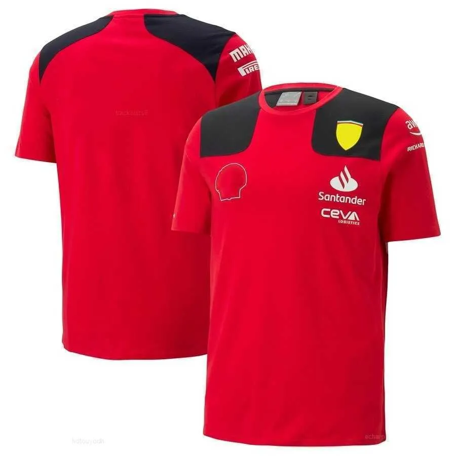 남자 티셔츠 2023 F1 새로운 레이싱 유니폼 스페인 팀 Sainz No. 55 라운드 넥 티셔츠 고품질 사용자 정의 가능한 이름 번호