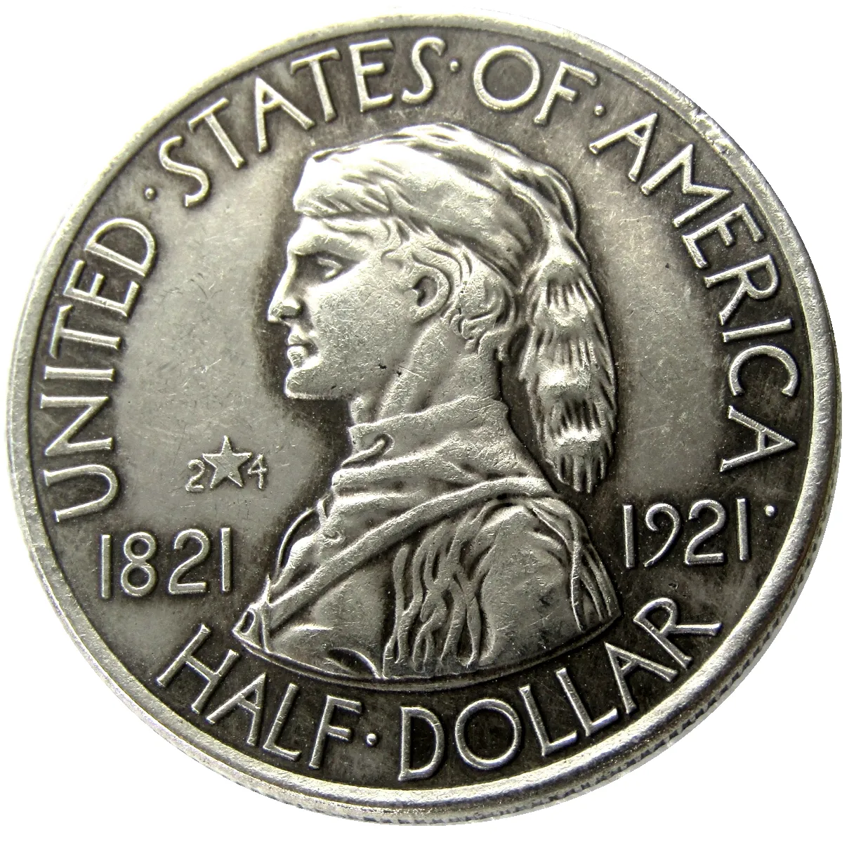 Moneta commemorativa da mezzo dollaro USA 1921 2 * 4 Missouri placcata argento