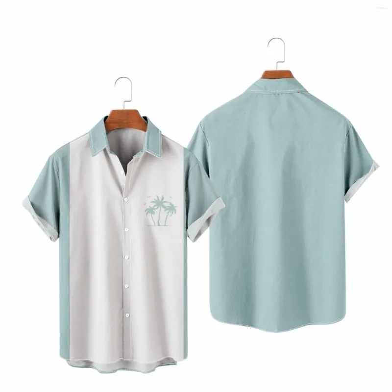 Men's Casual Shirts Adult Diaper Clothing Mens Printed Hawaiian Short Sleeve Button Down Beach Long For Men Cotton