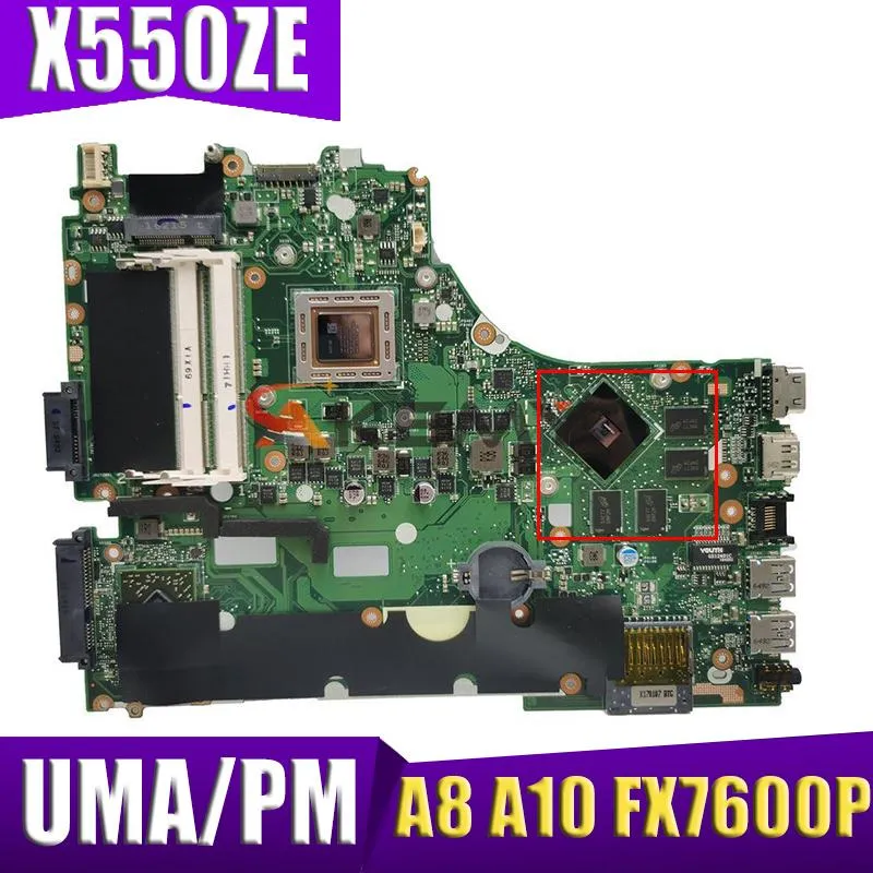 マザーボードラップトップマザーボードX550ZE X550ZA ASUS X550Z X750Z K555Z VM590Z A555Z X750DP K550D MAINBOARD A8 A10 FX7600P LVDS/EDP UMA/PM