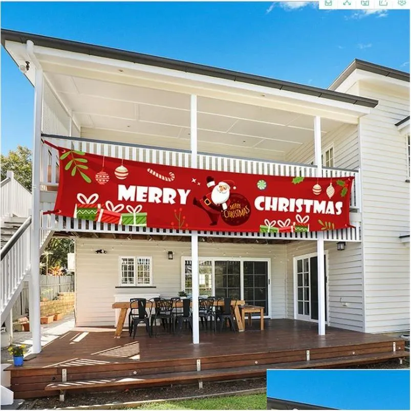 Weihnachtsdekorationen 300 x 50 cm Frohe Banner für Zuhause Outdoor Store Flagge Pling Jahr Deocr Drop Lieferung Garten Festliche Party Supplies Dhydn