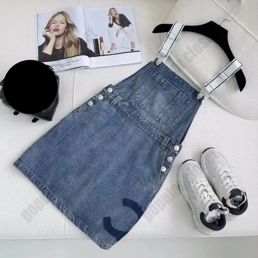 Female long denim overall suspender skirt dress shop