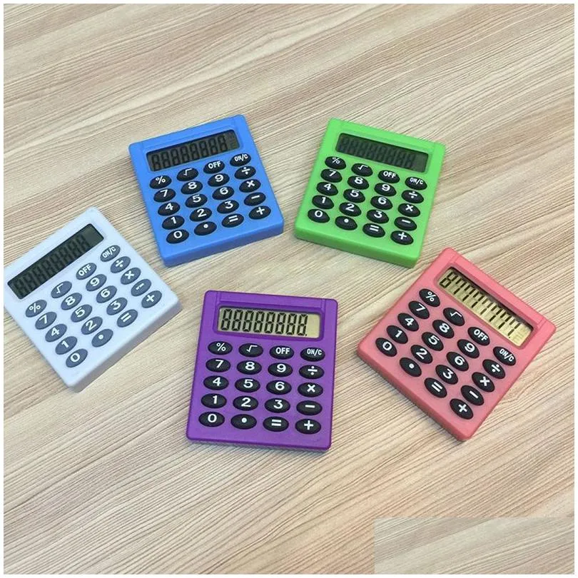 Kalkulatory Mały kwadratowy kalkuwnik Przenośny kieszonkowy egzamin naukowy Uczenie się Essential Office School School 8 Colours Drop Dhiw9