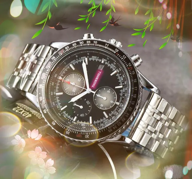 Premium Drugi pinowe zegarki Czerwona Strzała Stopwatch 43 mm kwarcowy ruch chronografu Mężczyzny Zegar Lumious ze stali nierdzewnej Oryginalne zapięcie hurtowe męskie prezenty na rękę