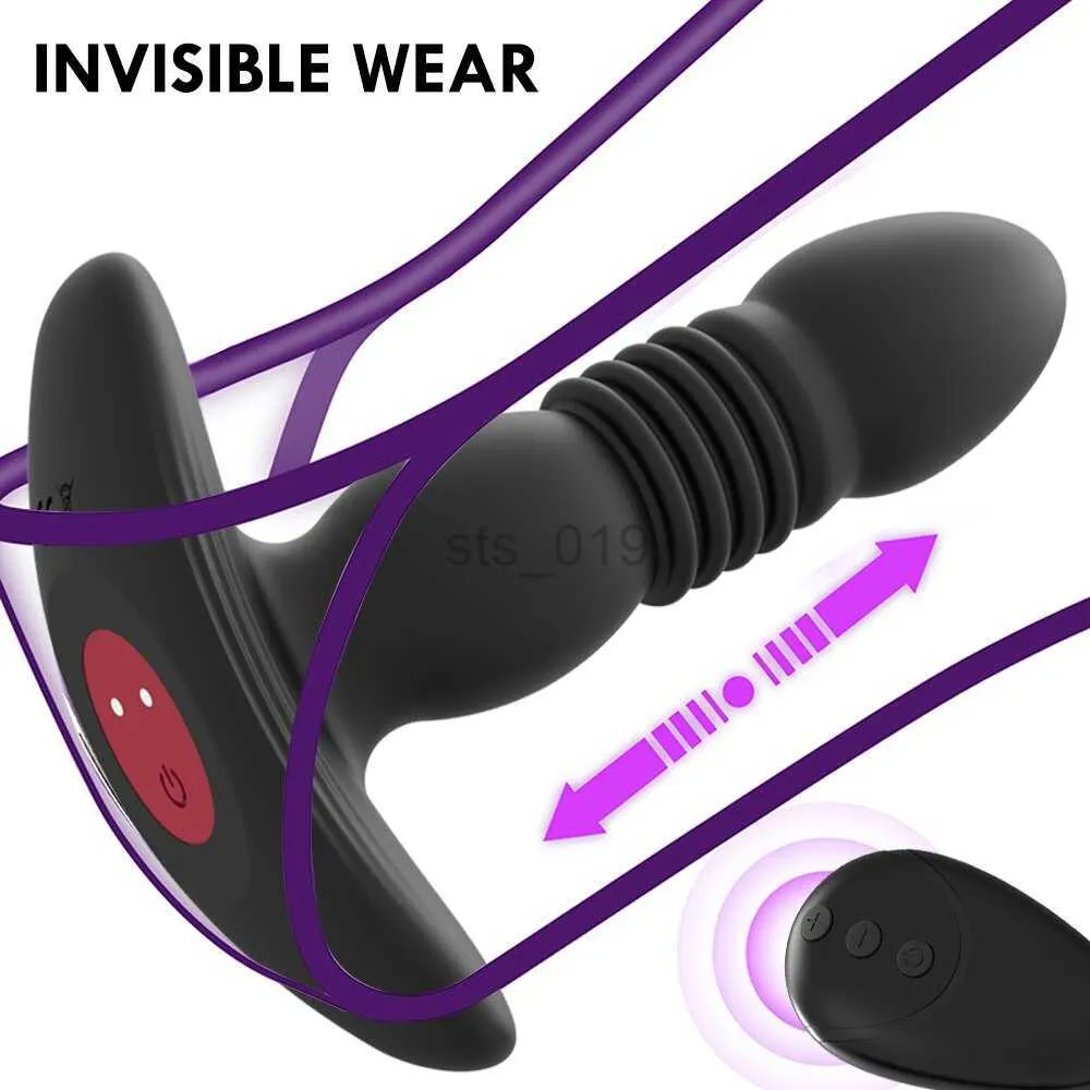 Sexig uppsättning Telescopic Vibration Butt Plug Anal Vibrator Wireless Remote Sex Toys For Women Ass Anal Dildo Prostate Massager Men Buttplug J2305