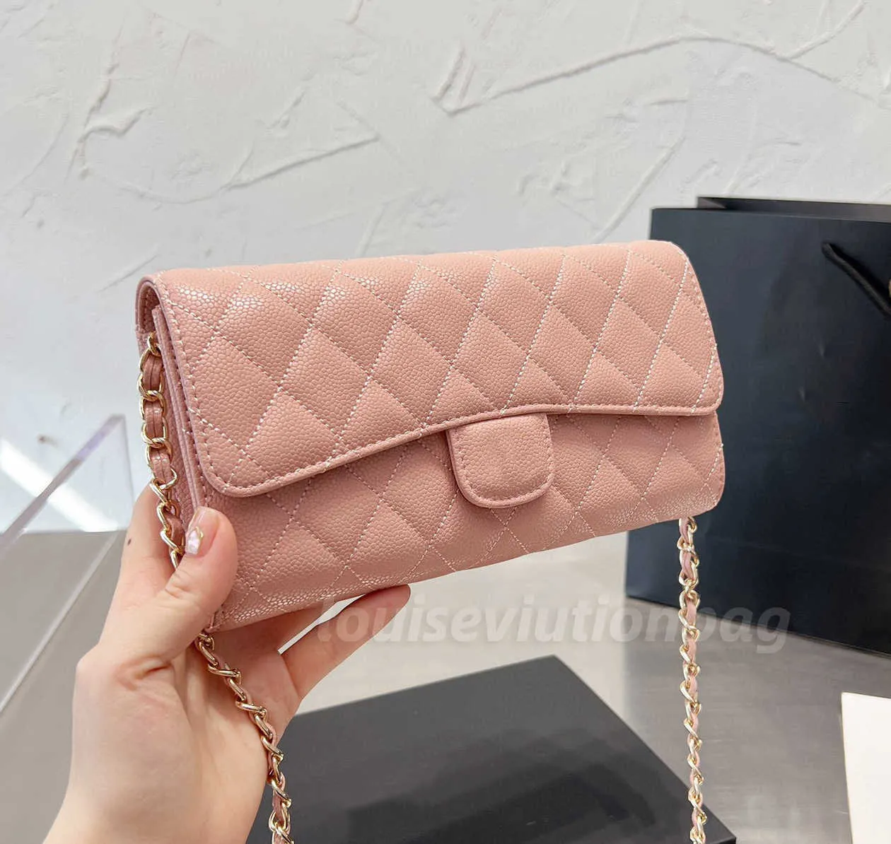 designer bag Shoulder Bag Luxury woc Handbag Bag Channel chain bag Clutch Flap Women Check Velour Thread Purse Double Letters Solid Hasp Waist Square Stripes 104139