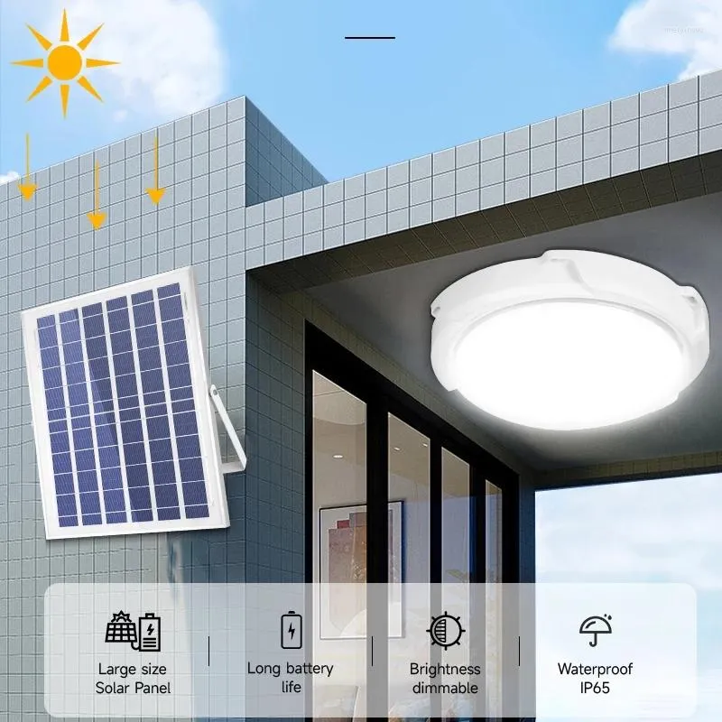 LED Solar Ceiling Light 5-Source Warm White Dimmable Panel Surface ...