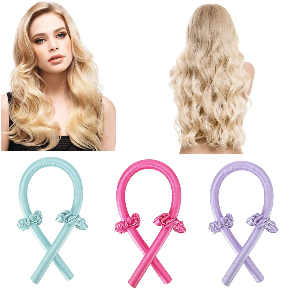 Cetim sem calor haste de curling bandana sem calor enrolos rolos de fita dormindo bandana macia os golinhos de cabelo definidos com ferramentas de estilo de cabelo diy perfeito