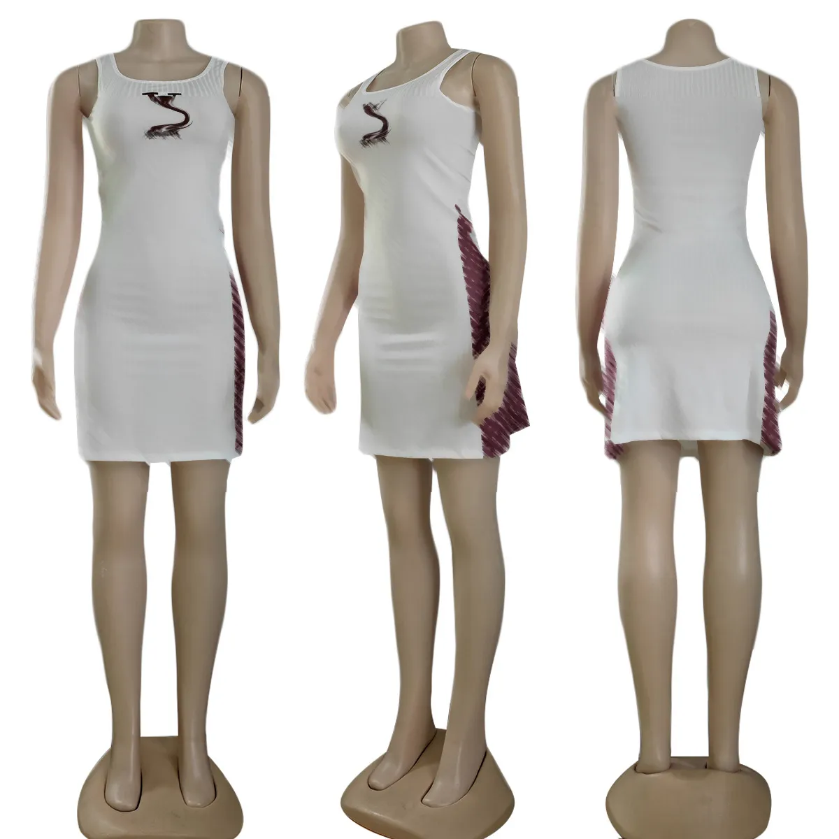 2023 yaz yeni küçük çukur şerit kolsuz rahat gevşek büyük salıncak elbise