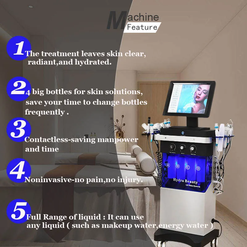 2023 Dermabrasie Verbetering van de huid van Blackheads Skin Deep Care Oxygen Jet Peel Aqua Peeling RF Wrinkle Removal Multifunction Machine