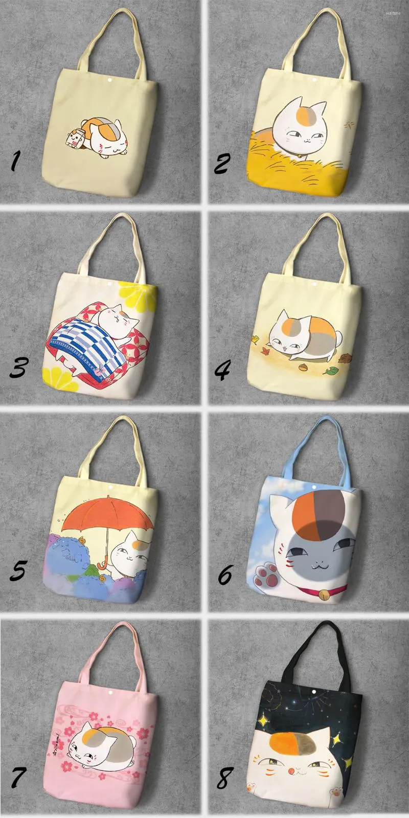 أكياس التسوق Natsume Yuujinchou Madara Cartoon Cartoon Bag Bag Bag كبيرة تخصيص Tote Fashion Ladies الكتف غير الرسمي