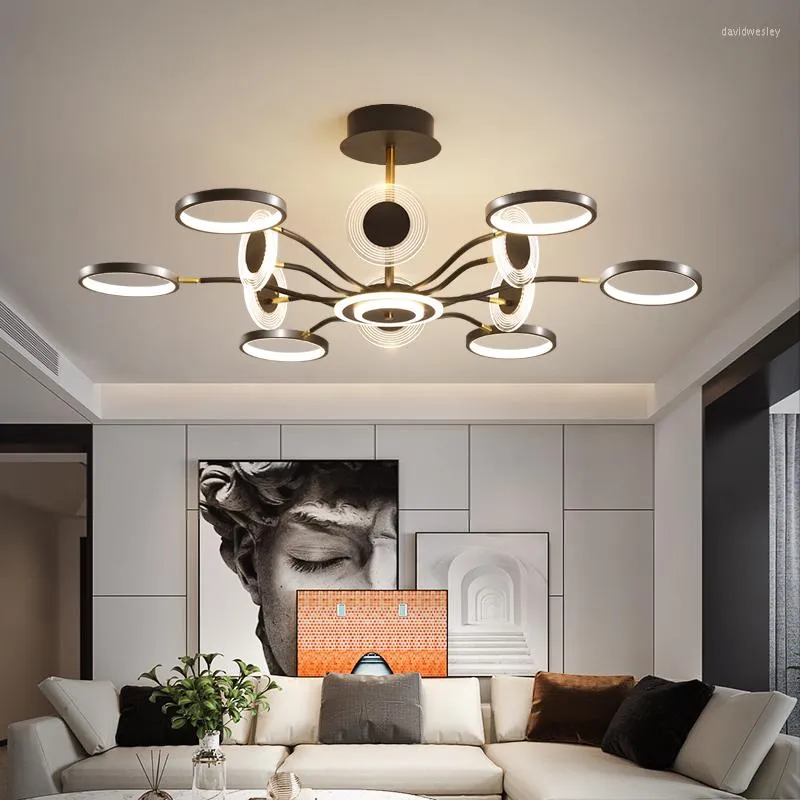Żyrandole nowoczesne sufit LED do wystroju domu czarny klasyczny salon studiuj stół jadalny Wewnętrzny oświetlenie lampy wiszące