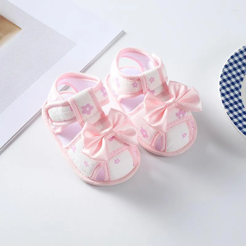 First Walkers Baby Kid Girl Scarpe stampa floreale Big Bow Cutout Suola morbida Summer Home Casual