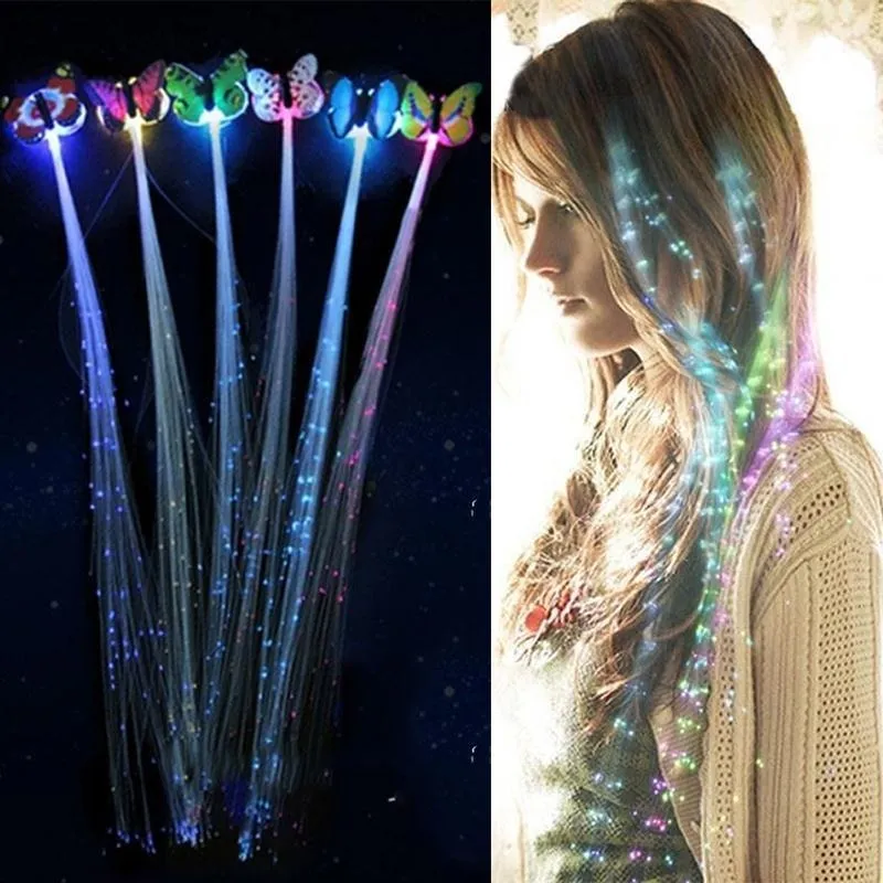 Trenza de pelo LED intermitente, horquilla luminiscente brillante, adorno novedoso para el cabello, juguetes Led para niñas, fiesta de año nuevo, regalos de navidad al azar