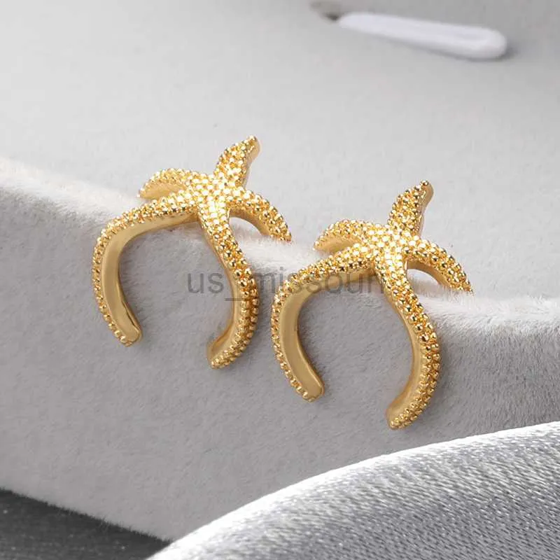 Stud minimaliste étoile de mer oreille clip manchette boucles d'oreilles pour les femmes géométrique femme plage vacances bohème bijoux nouveau 2021 J230529