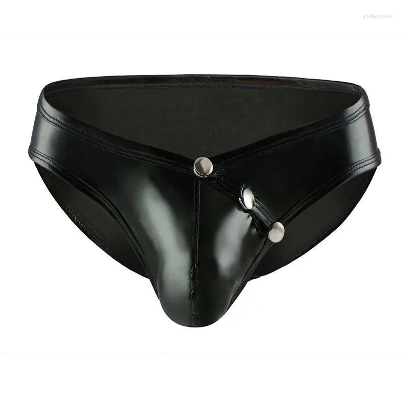 Underpants Men's Leather Briefs Patent Underwear Sexy U-shaped Low Waisted Convex Pouch Lingerie Gays Nightblub Clothes Man Panties