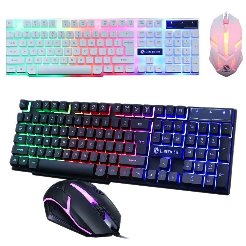 Combos Gaming Keyboard e Wired Mouse Combo Set LED Light Backlight para computador PC M5TB