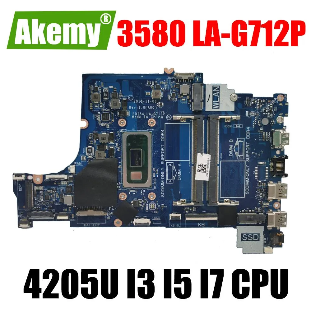 Carte mère CN0TWYDT 0VFMW4 CTMPR Board Main pour Dell Inspiron 3580 ordinateur portable Motherboard LAG712P avec 4205U I3 I5 I7 8th Gen CPU Boîte principale