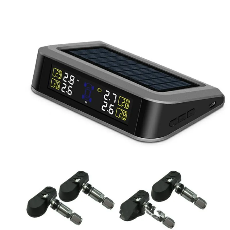 Monitor de presión de neumáticos de automóvil con TPMS-1-1 de carga con energía solar universal 881 externa incorporada