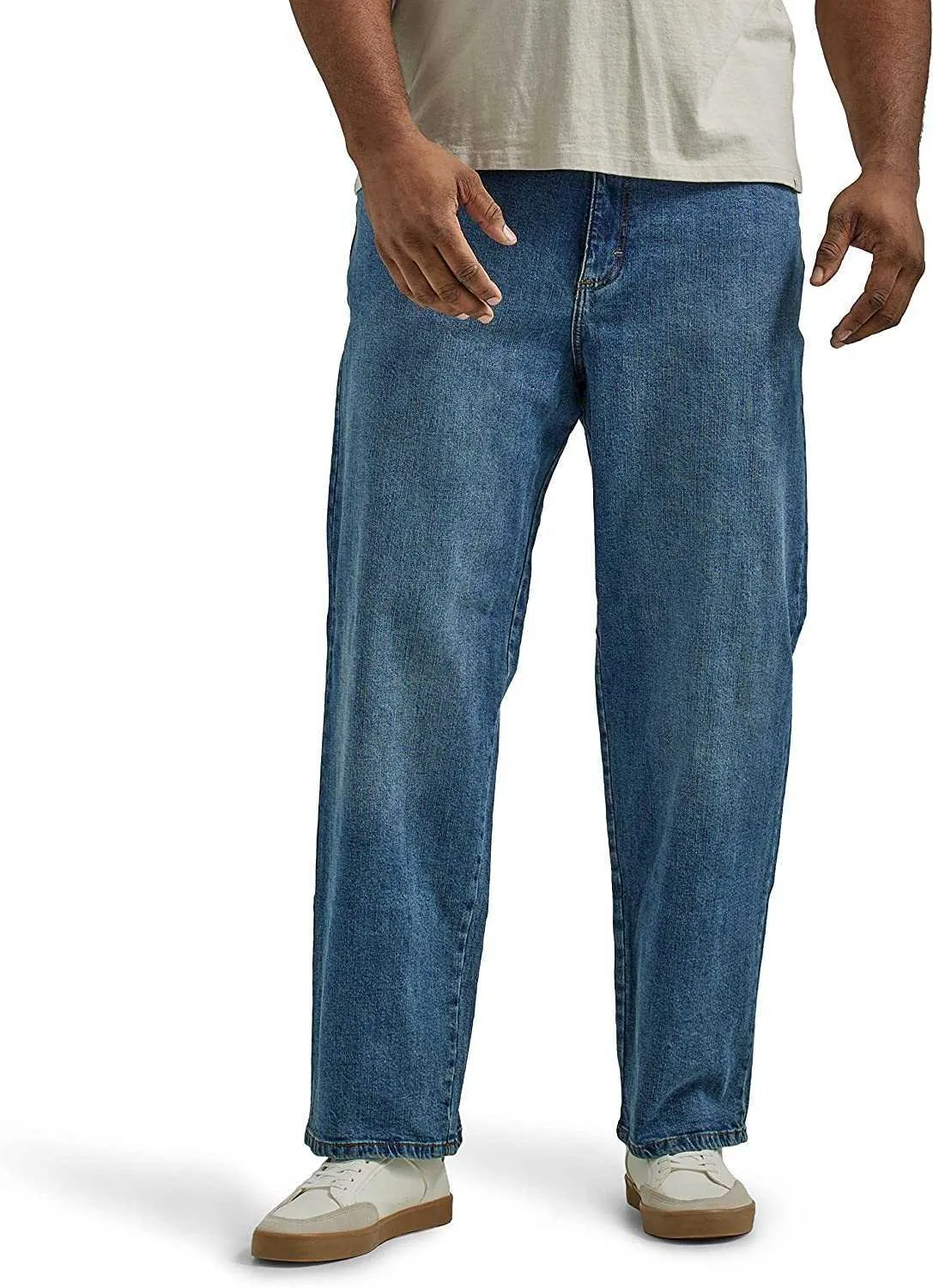 DHgate Lee Mens Big and Tall Custom Fit Loose Straight Leg Jean Stretch Denim Multiple Colors Apparel