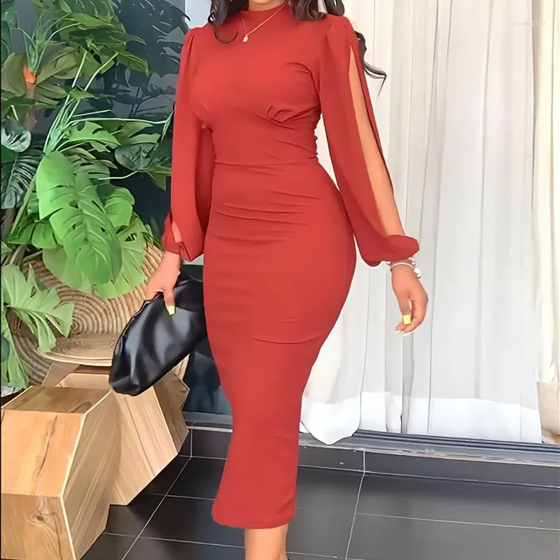Lantern sleeve high new arrivals neck cutout detail dress