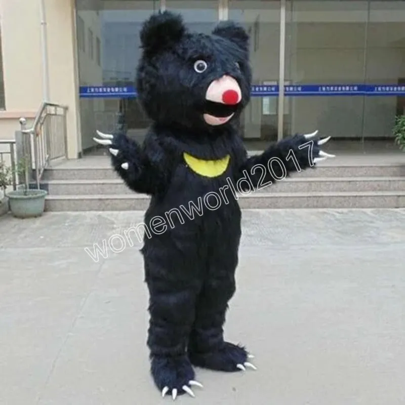 Black Bear Mascot Costulation Symulacja kreskówka strój postaci garnitur Karnawał dorośli urodziny Fantyczny strój dla mężczyzn kobiety