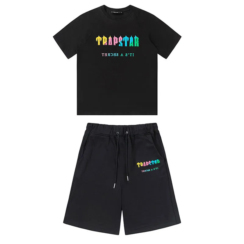 London Trendy Brand Designer SHOOTERS SHORT SET Mens t-shirts shorts print letter luxo preto e branco cinza arco-íris cor do arco-íris esportes de verão fashio