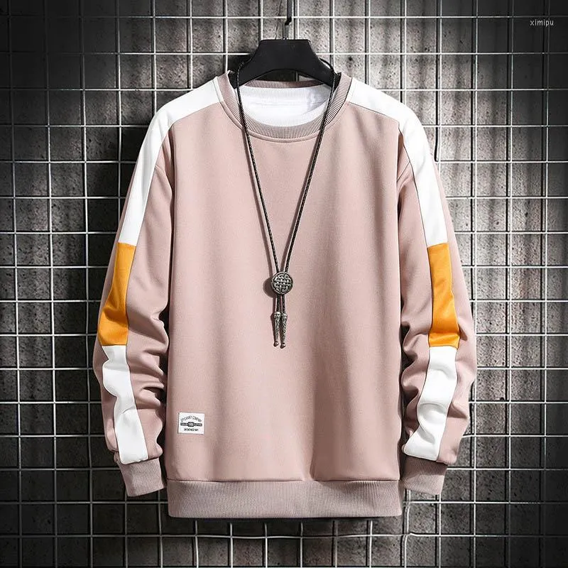 Men s Hoodies Long Sleeve Harajuku Sweatshirts Men 2023 Fashion 6 Color Hoodie Mens Casual O Neck Patchwork Sweatshirt For Young