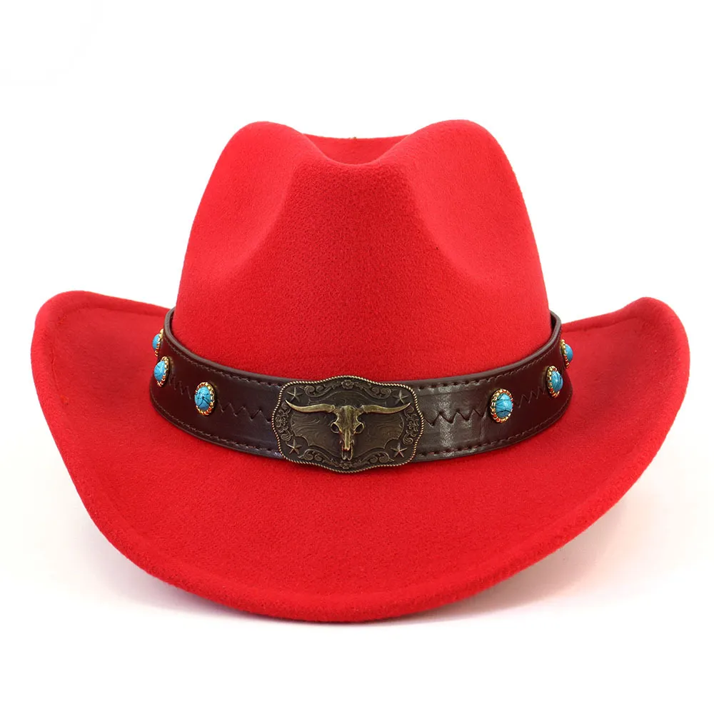 Chapeau Cowboy Classique En Feutre - Large Bord, Bandeau Taureau, Pour Homme Et Femme