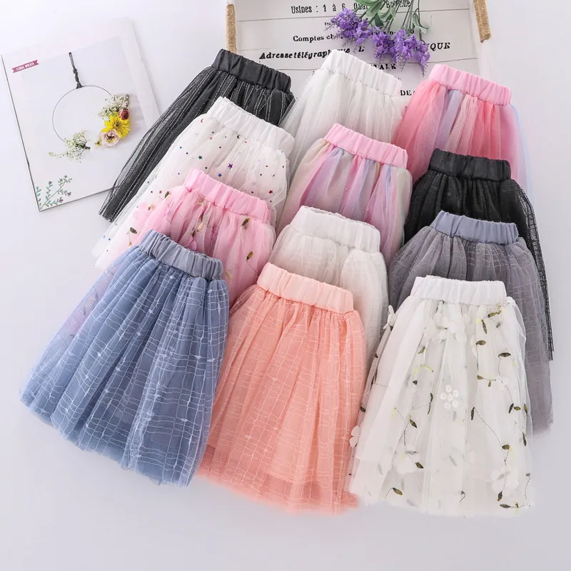 Grandes Filles Tutu Jupes Plaid Paillettes Tulle Pettiskirt Broderie Danse Ballet Scène Jupes Mesh Gaze Party Mini Jupe Dancewear Costume Dressup Fantaisie Jupes BC730