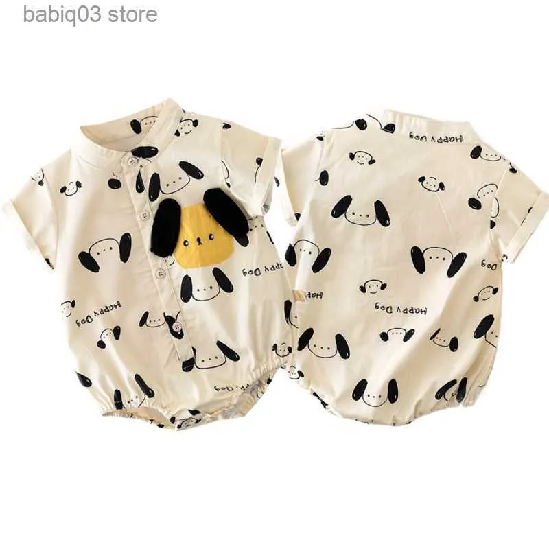 Rompers Cartoon Dog Summer Romper for Baby Boys Cotton Short Sleeves Jumpsuit Korean Newborn One-Pieces Clothing Infant Items 2023 New T230529