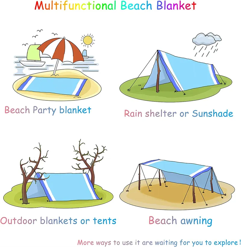 Wholesale Beach Blanket Waterproof Sandproof Picnic Beach Blankets Oversized for Adults Lightweight & Durable Beach Mat Quick Drying for Beach Travel Camping