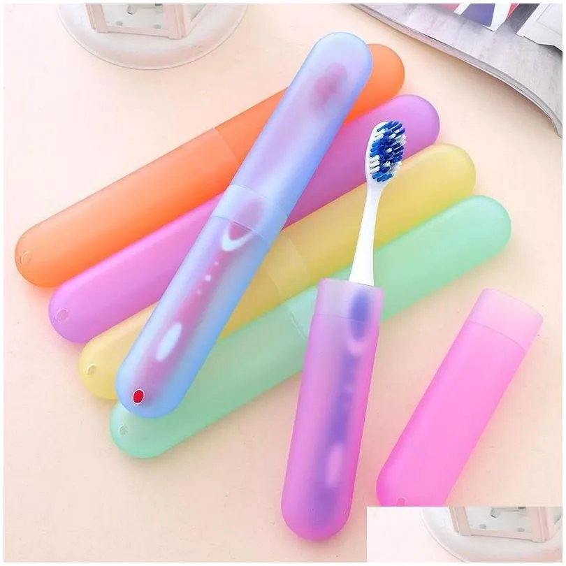 Toothbrush Holders Plastic Holder Travel Hiking Cam Case Portable Tube Er Storage Box Protect Drop Delivery Home Garden Bath Bathroo Dhome