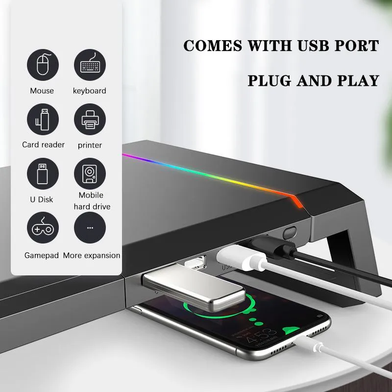 Stand Monitor Heightening Stand Laptop Stand Multifunctional Monitor Desktop Extension Stand With USB Port Expansion