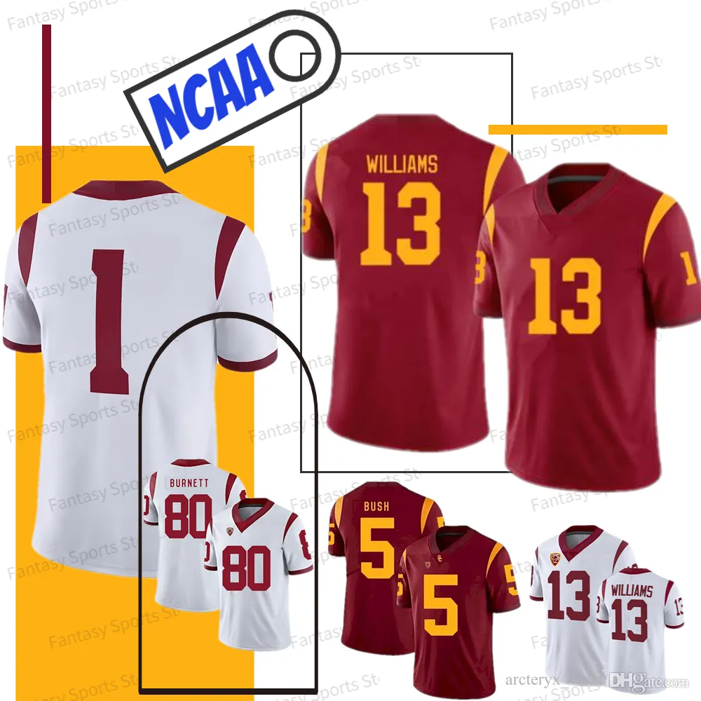 NCAA Red Caleb Williams Seau College Football Jersey 5 Reggie Bush 43 Troy Polamalu 33 Marcus Allen 32 OJ Simpson Heren klassiek T-shirt korte mouwen