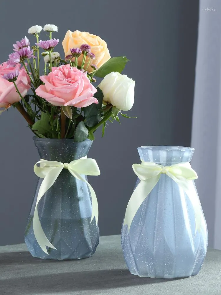 Vase Ins Nordic Flowers Vase Home Decor Tabletop Blue Gray Terrarium for Glass Weddingデスクトップ装飾