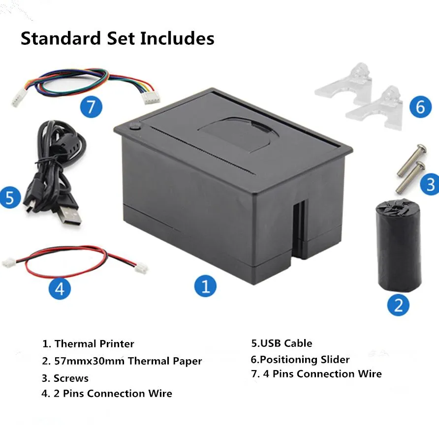 Drucker Goojprt QR 204 58mm Super Mini Embedded Quittung Wärme Drucker USB -Panel -Drucker Schnittstelle TTL für verschiedene Maschinen einfach Gebrauch