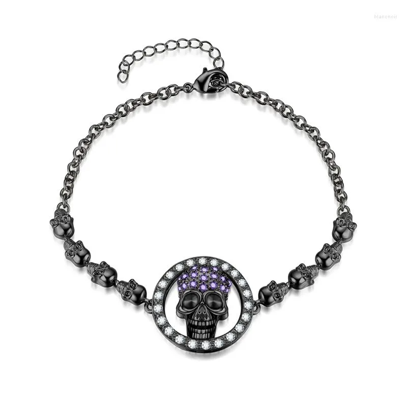 Link Bracelets Skull Zircon Crystals Bracelet Women Jewelry Drop