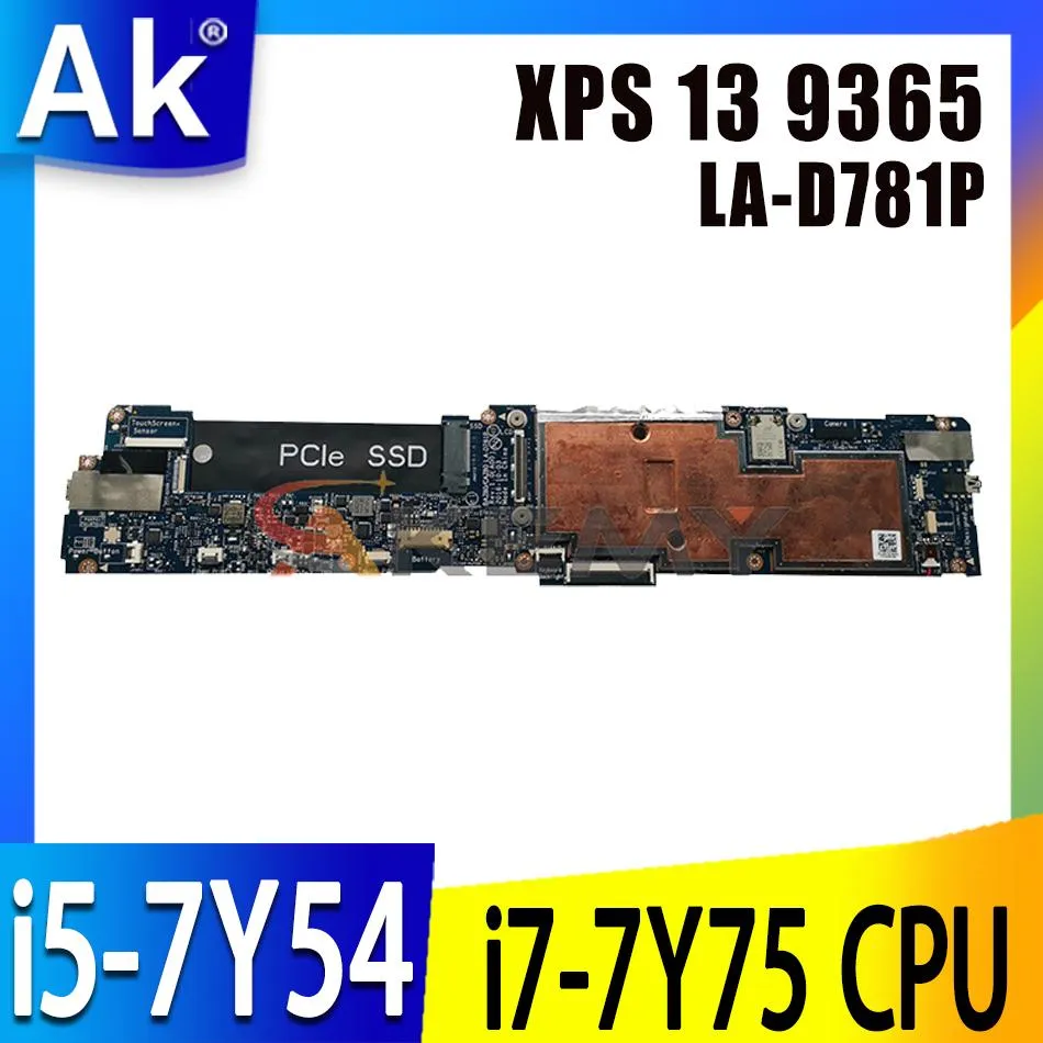 Carte mère CAZ80 LAD781P pour Dell XPS 13 9365 Carte mère d'ordinateur portable avec i57y54 i77y75 CPU 8GB ou 16GB RAM CN0DPKX3 CN386F4 CN0TRR79