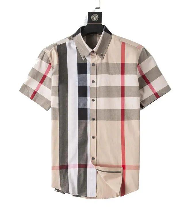 2021 Luxurys Desingers herrklänningskjortor klänning Business Casual Shirt Sleeve Stripe Slim Masculine Social Fashion Plaid M-3XL#02 747467767