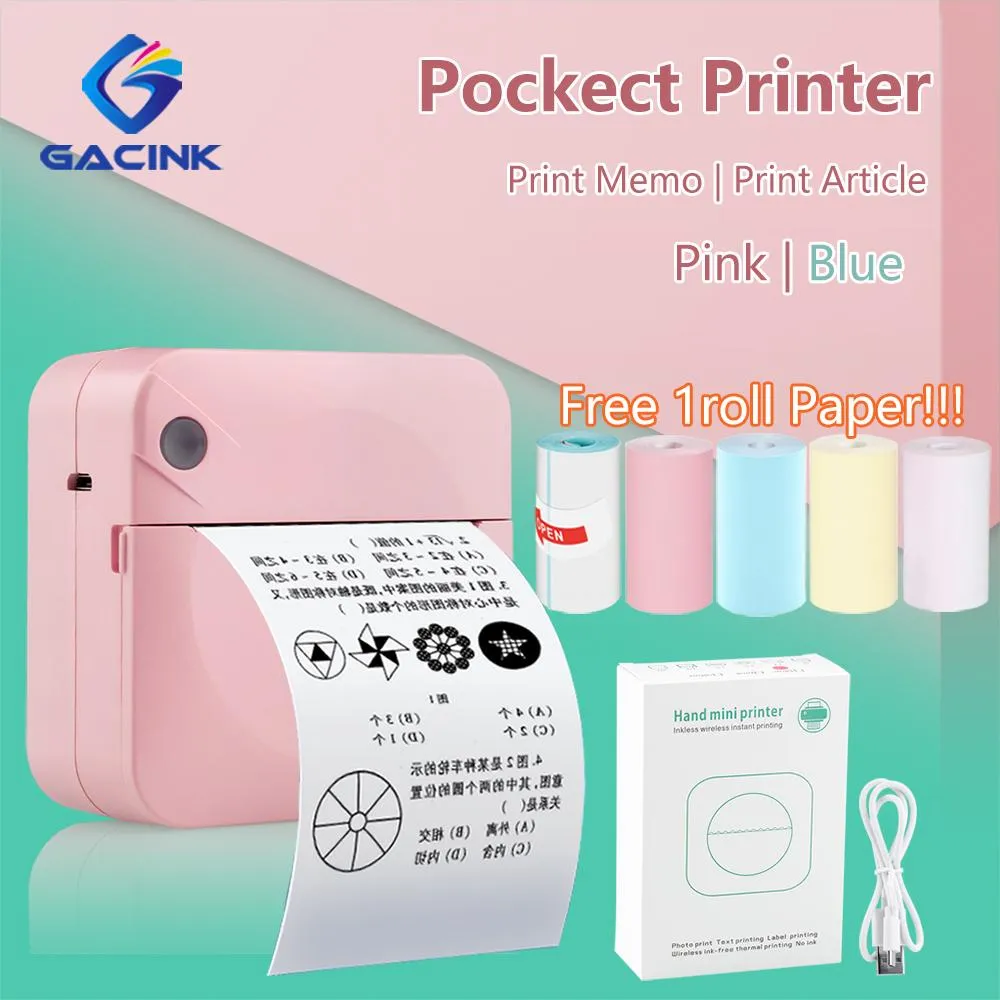 Printers Nieuwe draagbare mini -printer Pocket Printer Student Opmerking Printer Foto Tekst Bar Code Printer