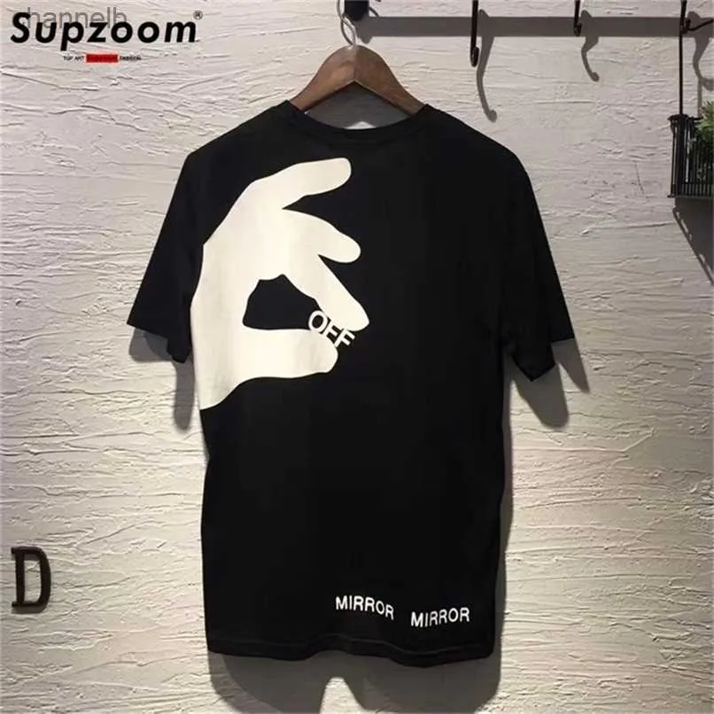 Herr t-shirts supzoom ankomst märke kläder kort stickad o-hals off casual t shirt män hip hop tryck fritid bomull tshirt homme 220516 l230518