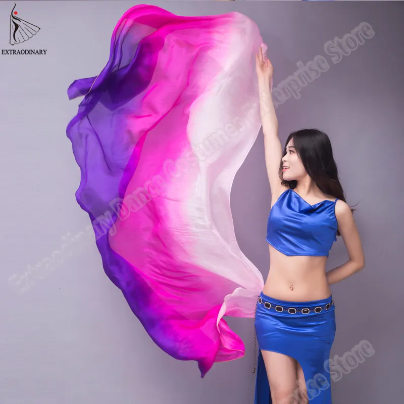 Sarongs Belly Dance Scarf jedwabne zasłony taniec taniec welon szal kobiety lekkie ręce rzucane szalik gradient jedwabny taniec taniec 230526