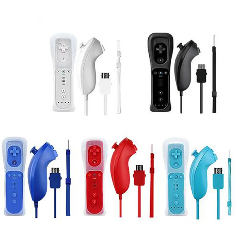 Sans contrôleur Motion Plus pour Wii U Jeux sans fil Nunchuck à distance pour W-ii 2 en 1 Bluetooth Game Controle Gamepad Étui souple en silicone