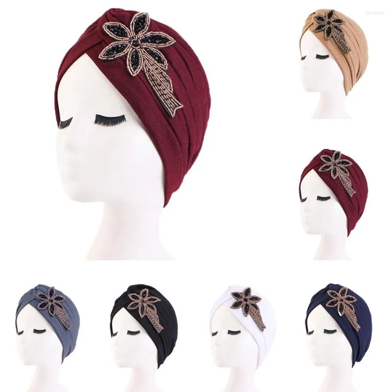 Roupas étnicas diamantes Turbano PLZETED Cap Women Women Hijab Muçulmano Perda de cabelo Capa Cabeça de lenço de cachecol