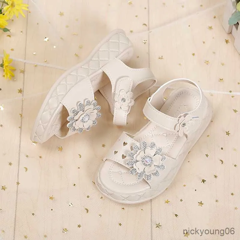 Sandalias Niñas Zapatos Sandalias Niños Plataforma Pisos Princesa Verano Pajarita Perla 21-36 Beige Rosa Niños Calzado Moda R230529