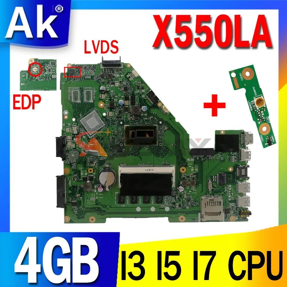 Motherboard X550LA Laptop Motherboard for ASUS A550L X550L X550LD X550LC R510L Mainboard W/I34004U I54200U I74500U RAM4GB UMA 100% Test