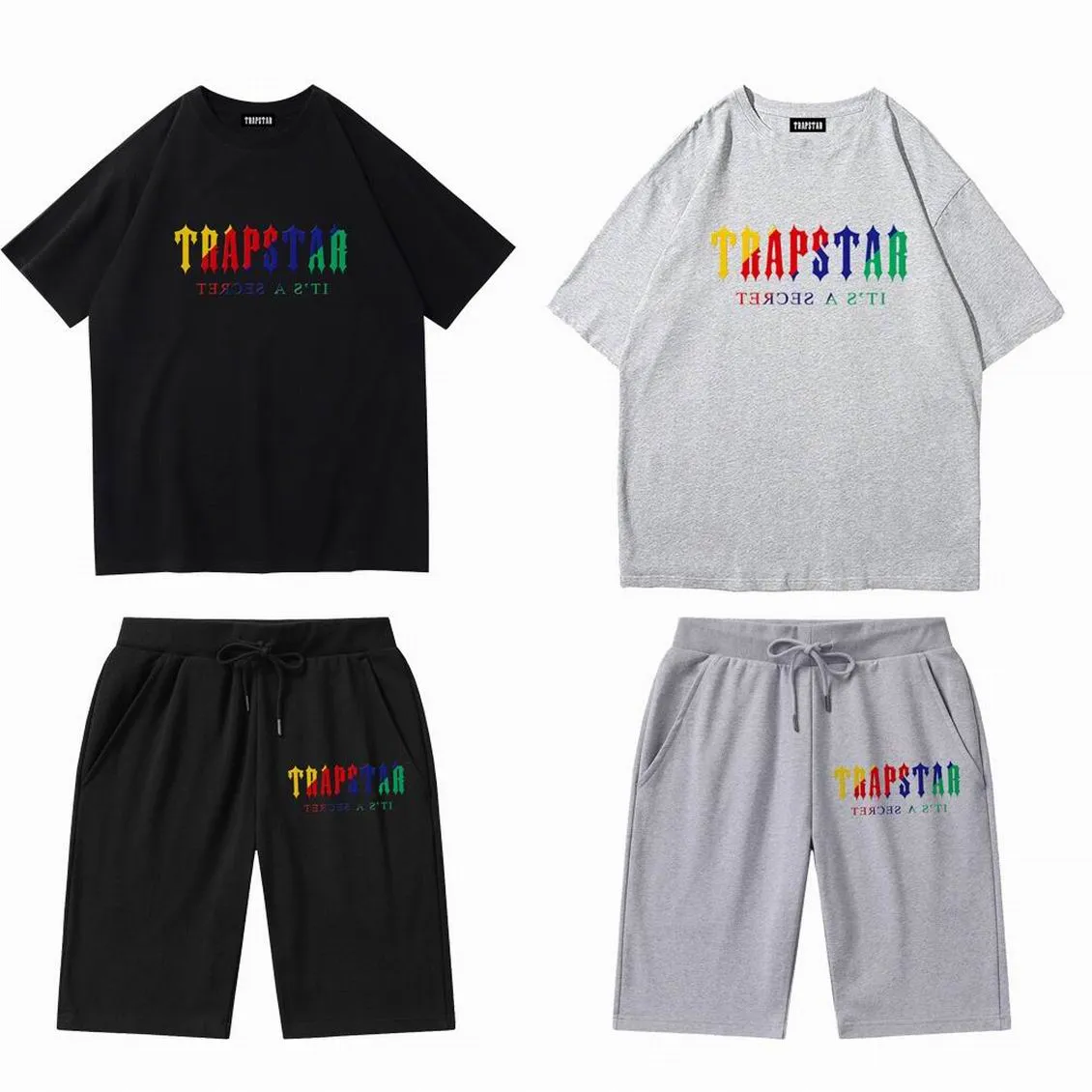 남자 Tshirts Summer Trapstar 인쇄 면화 Tshirt 반바지 세트 스트리트웨어 트랙 슈트 남자 스포츠웨어 트랩 스타 T 셔츠와 반바지 정장 세련된 스포츠 룩