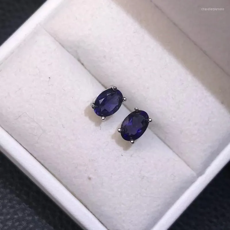 스터드 이어링 CSJ 자연 코디에 라이트 Iolite Sterling 925 Silver Gemstone 5 7mm 여성 결혼식 참여 파티 선물