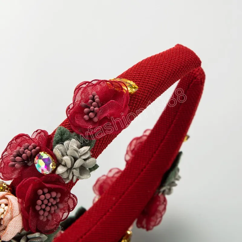 Luxe strass fleur tissu bandeaux mode cheveux accessoires pour femmes tendance fête éponge bandeau cheveux bande fille chapeaux
